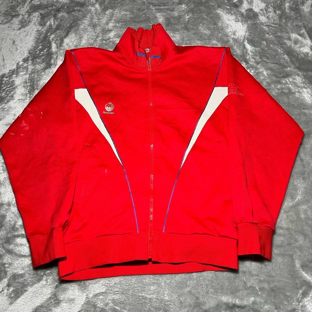 Asics Recorder Jacket Size Medium/Large Red Small Blemishes Made In Japan